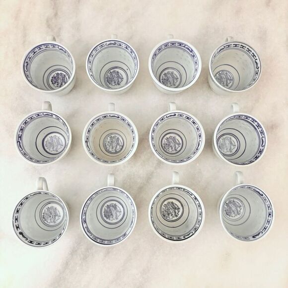 Vintage Chinese Tea Set Blue White Rice Porcelain MINT - Picture 10 of 13